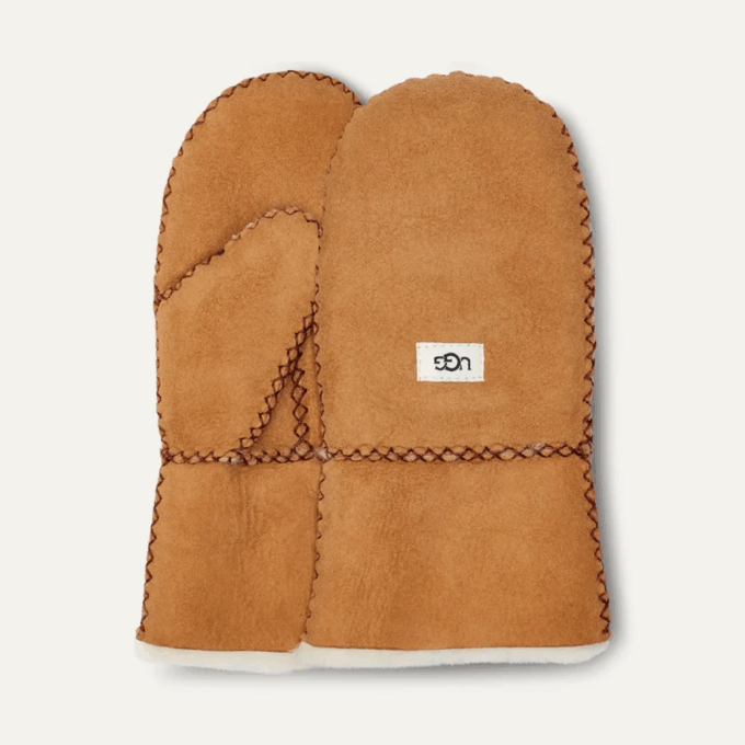 Sheepskin Mitten with Stitch