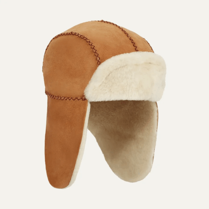 Sheepskin Trapper with Stitch
